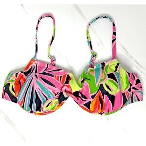 Wild Fable Multi-Colored Tropical Print Underwire Bralette Bikini Top Size Small